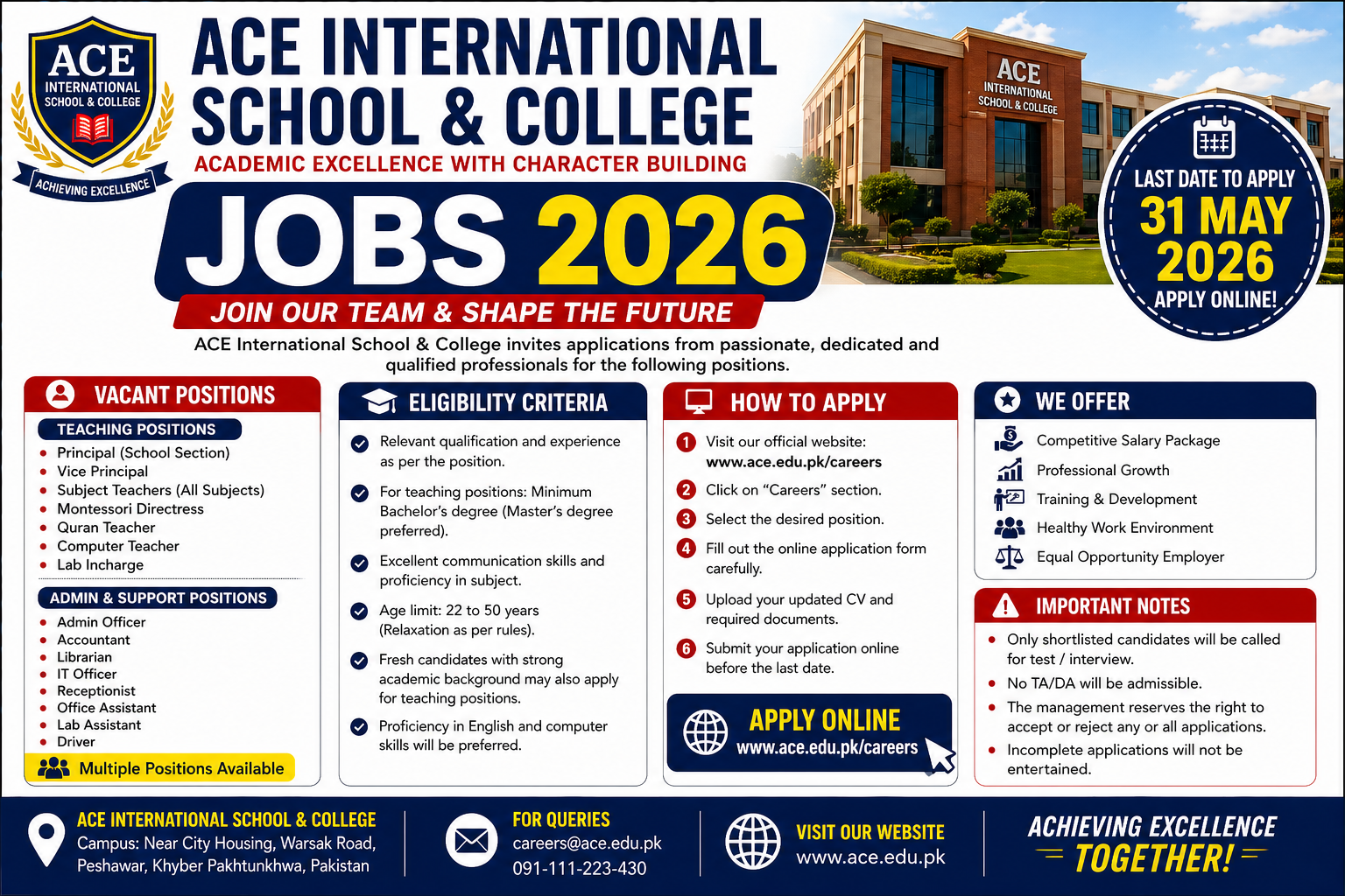 ACE International School & College Jobs 2026